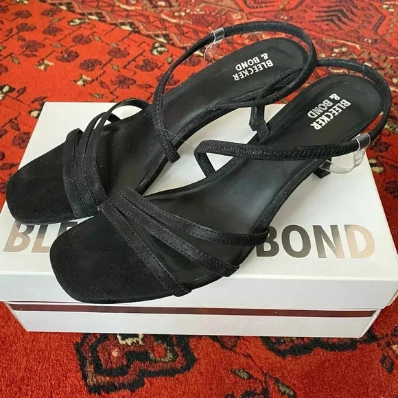 Bleecker & Bond Women’s US 9 Black Strappy Leather Heels - Perfect for Parties - Picture 2 of 6